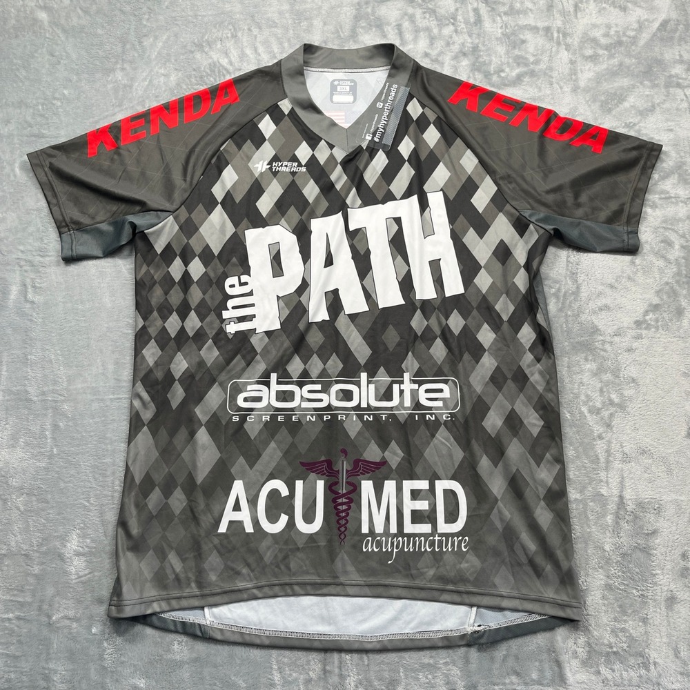 Hyper Threads Cycling Jersey Mens 3XL Grey Argyle Kenda The Path Acu Med NEW